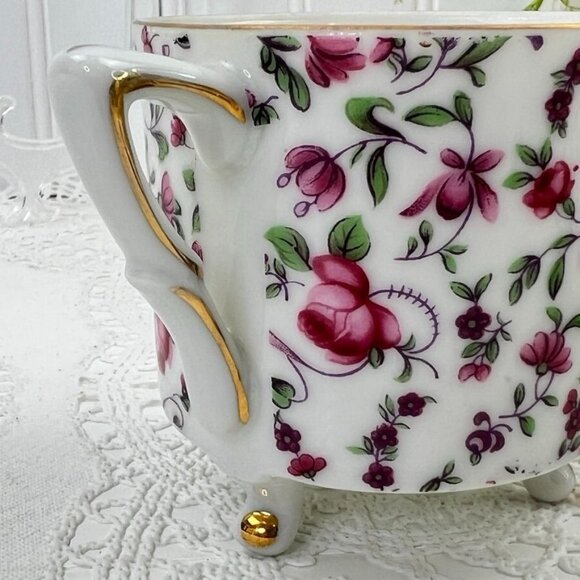 Vintage Yada China Floral Tea Cup & Saucer Pink Roses Gold Trim Cottage Core - Picture 7 of 14